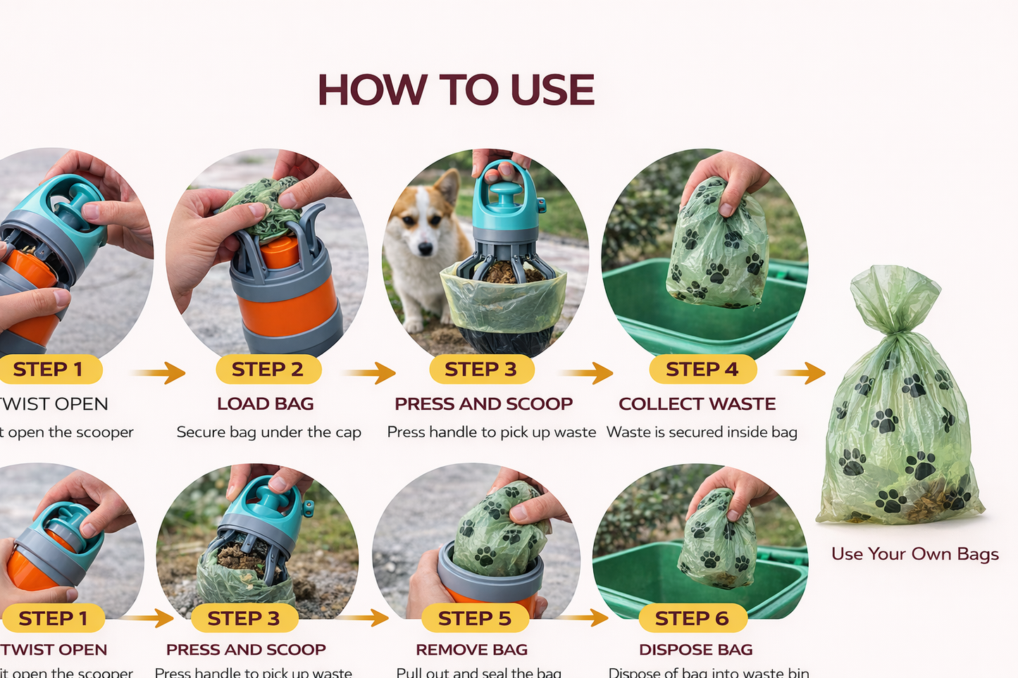 Spenix Dog Pooper Scooper – Hands-Free Cleaner with Bags