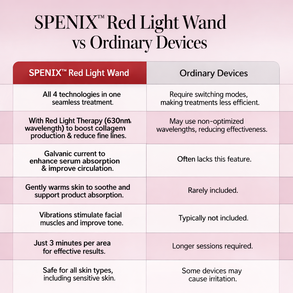 Spenix 4-in-1 Skincare Wand – Red Light Therapy Device
