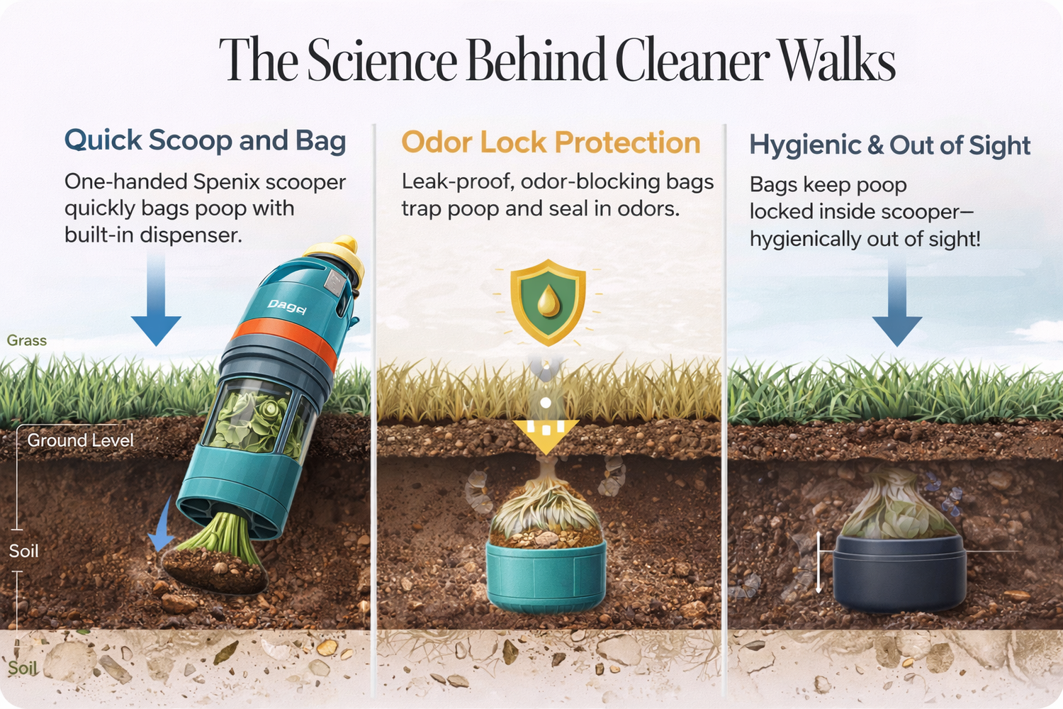 Spenix Dog Pooper Scooper – Hands-Free Cleaner with Bags