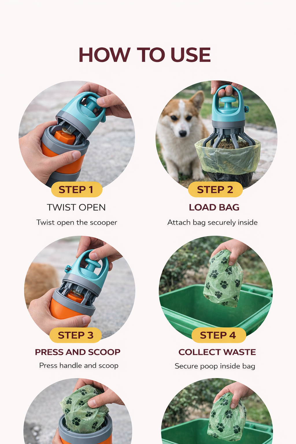 Spenix Dog Pooper Scooper – Hands-Free Cleaner with Bags