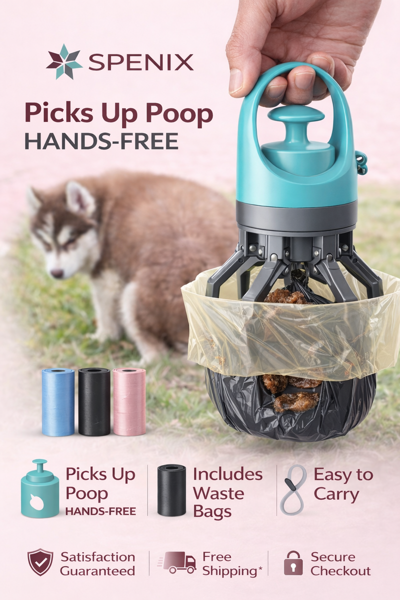 Spenix Portable Dog Waste Cleaner – Hands-Free Pooper Scooper with Leak-Proof Bags